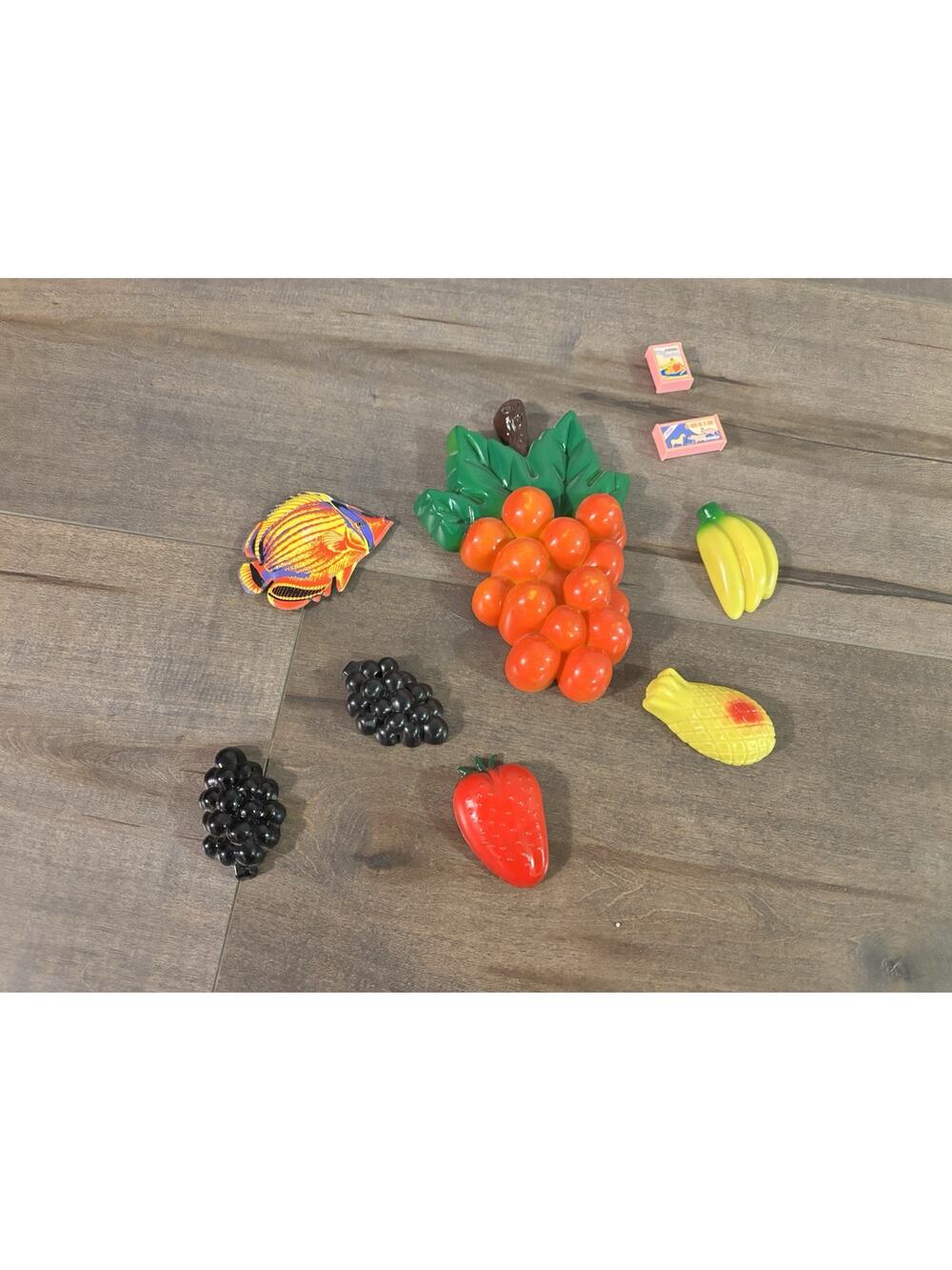 VINTAGE FRUIT And More REFRIGERATOR MAGNETS FROM 1970'S - SET OF 9